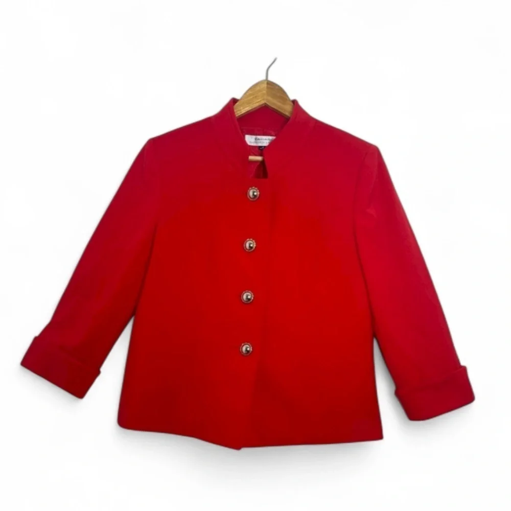 Tahiti Arthur S. Levine Elegant Red Women's Blazer with Gold Buttons